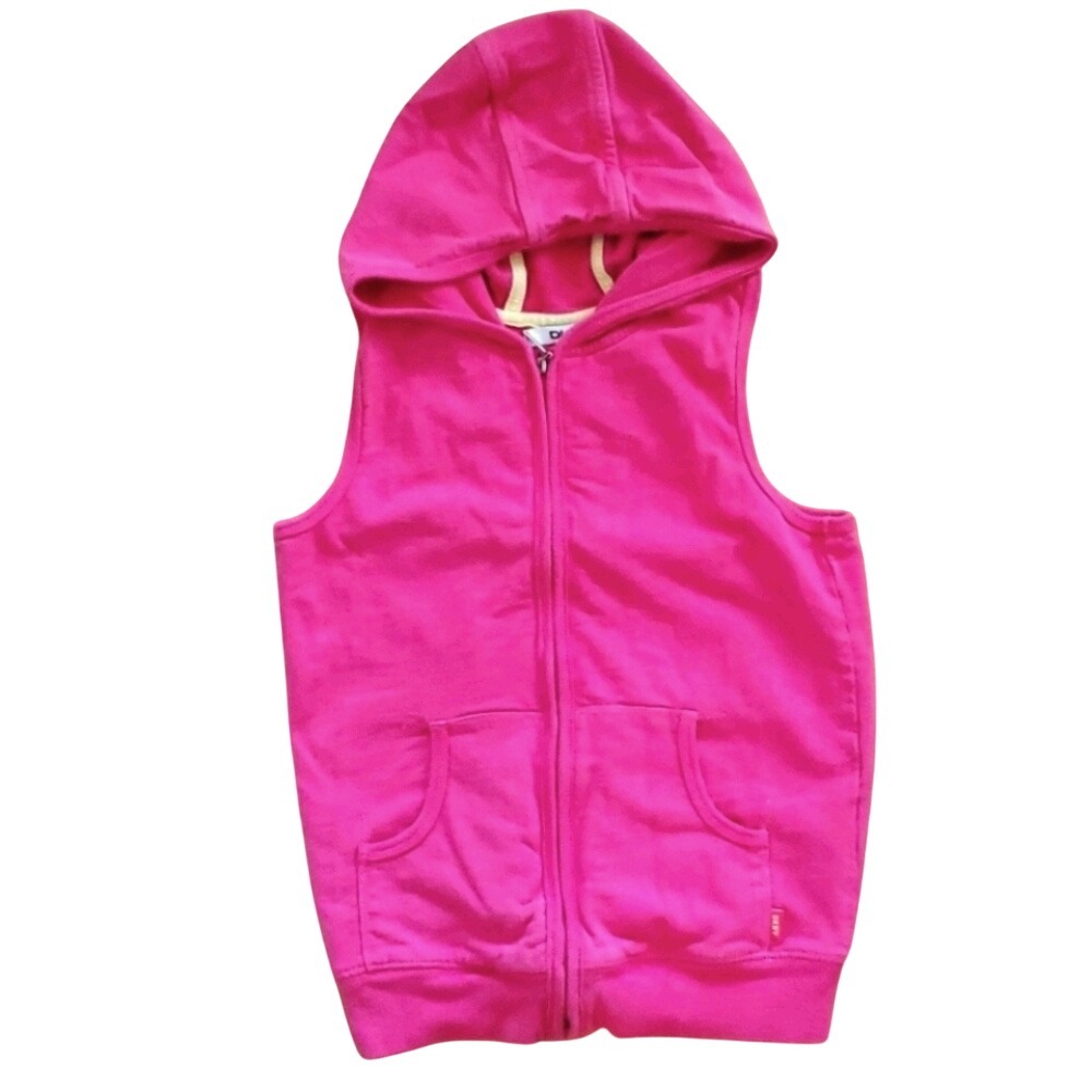 DKNY Girls Pink Sleeveless Zip Hoodie Vest Size 6X